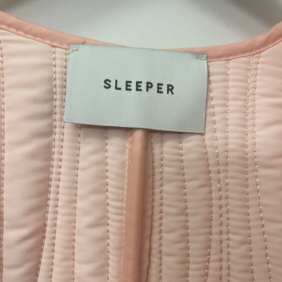 Sleeper Quilted Jacket in Pale Pink with Feather Trim - Picture 5 of 8